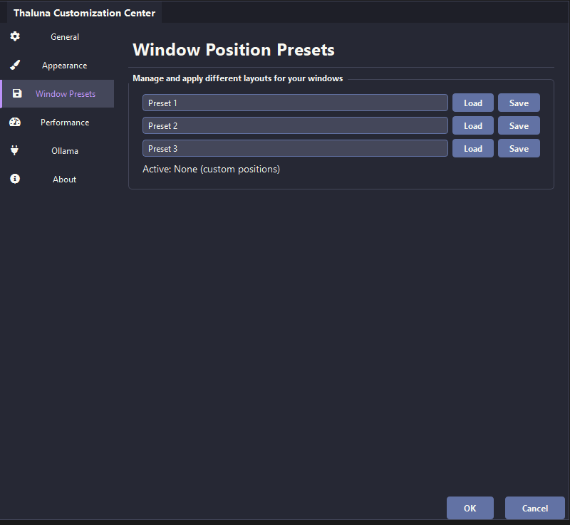 UI customization panel