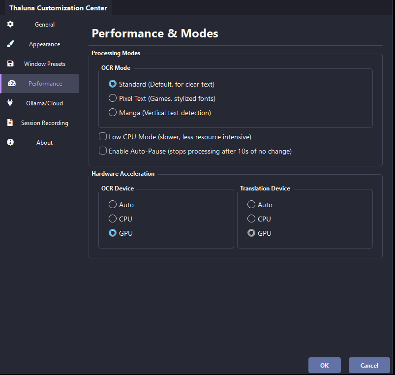 Thaluna performance and hardware options