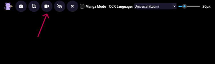 Continuous Lens button for changing manga areas