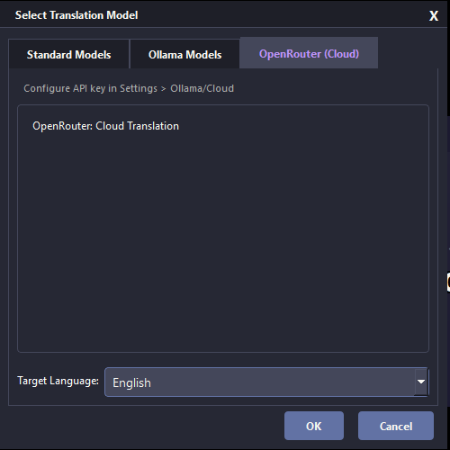 Thaluna translation model selection