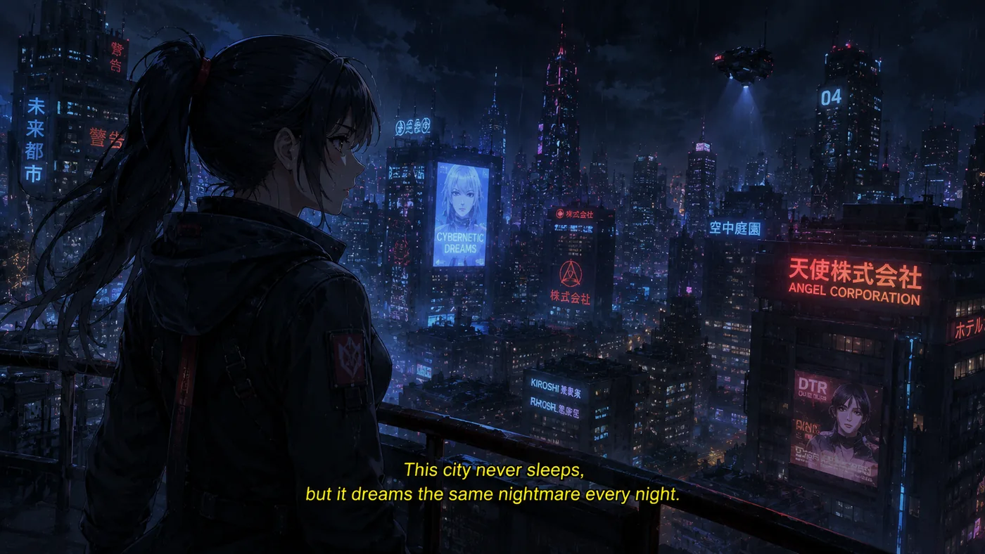 Original anime subtitle style scene before Thaluna translation